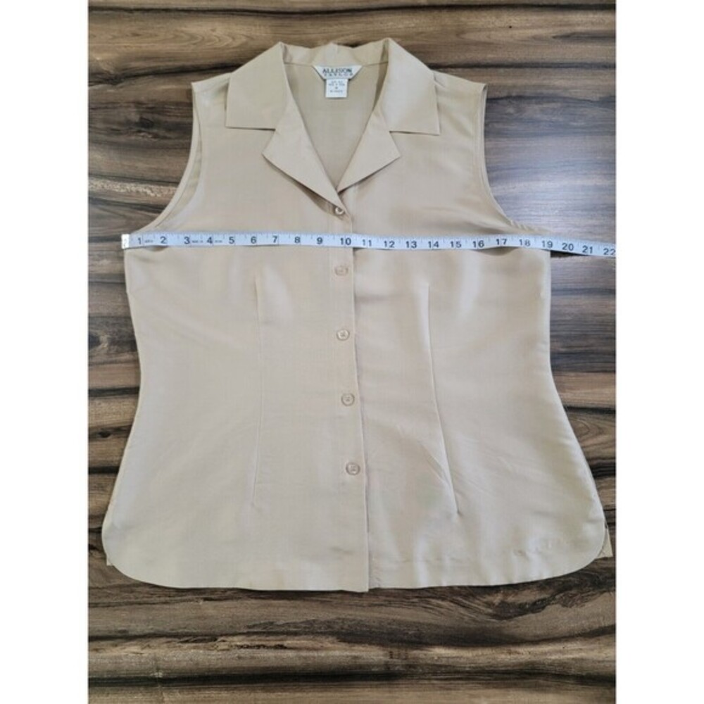 ALLISON TAYLOR 100% Silk Sleeveless Button Up Shirt Blouse Womens Size Medium - Picture 9 of 11
